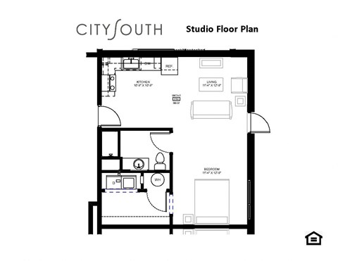 a floor plan of a studio apartment